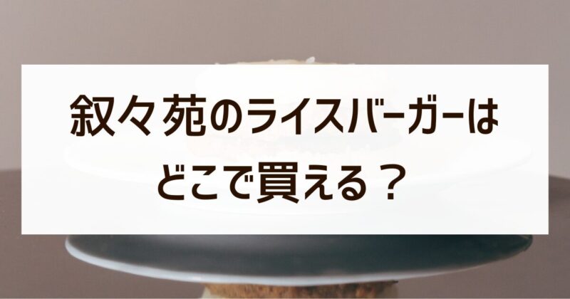 叙々苑　ライスバーガー　どこで買える