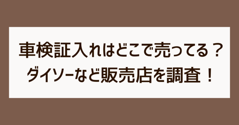 車検証入れ　どこで売ってる　ダイソー　販売店　調査