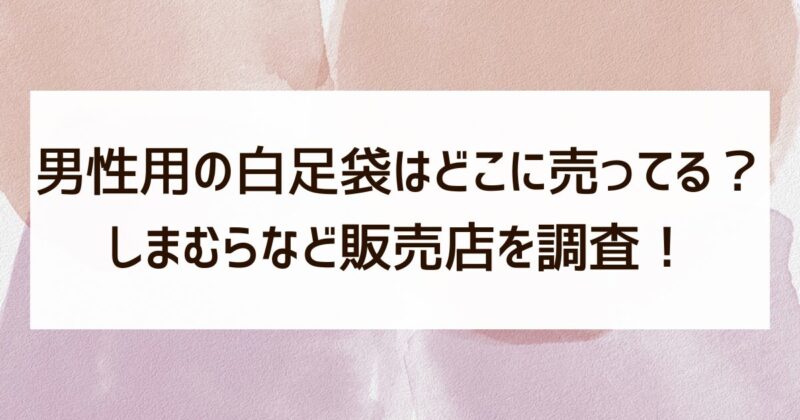 男性用　白足袋　どこで売ってる　しまむら　販売店　調査